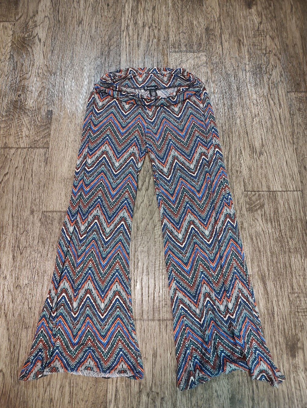 Signature Studio Zigzag Palazzo Pants - Blue, Orange, Green, Black, White Size X